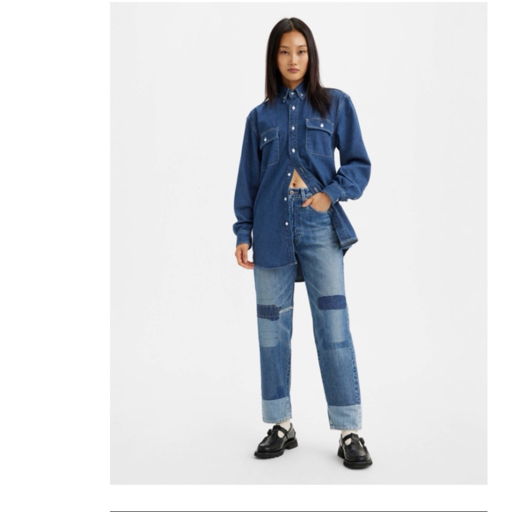 Levi's Made & Crafted Studio Taper/Column Jeans Womens 27 Blue Patchwork Sample